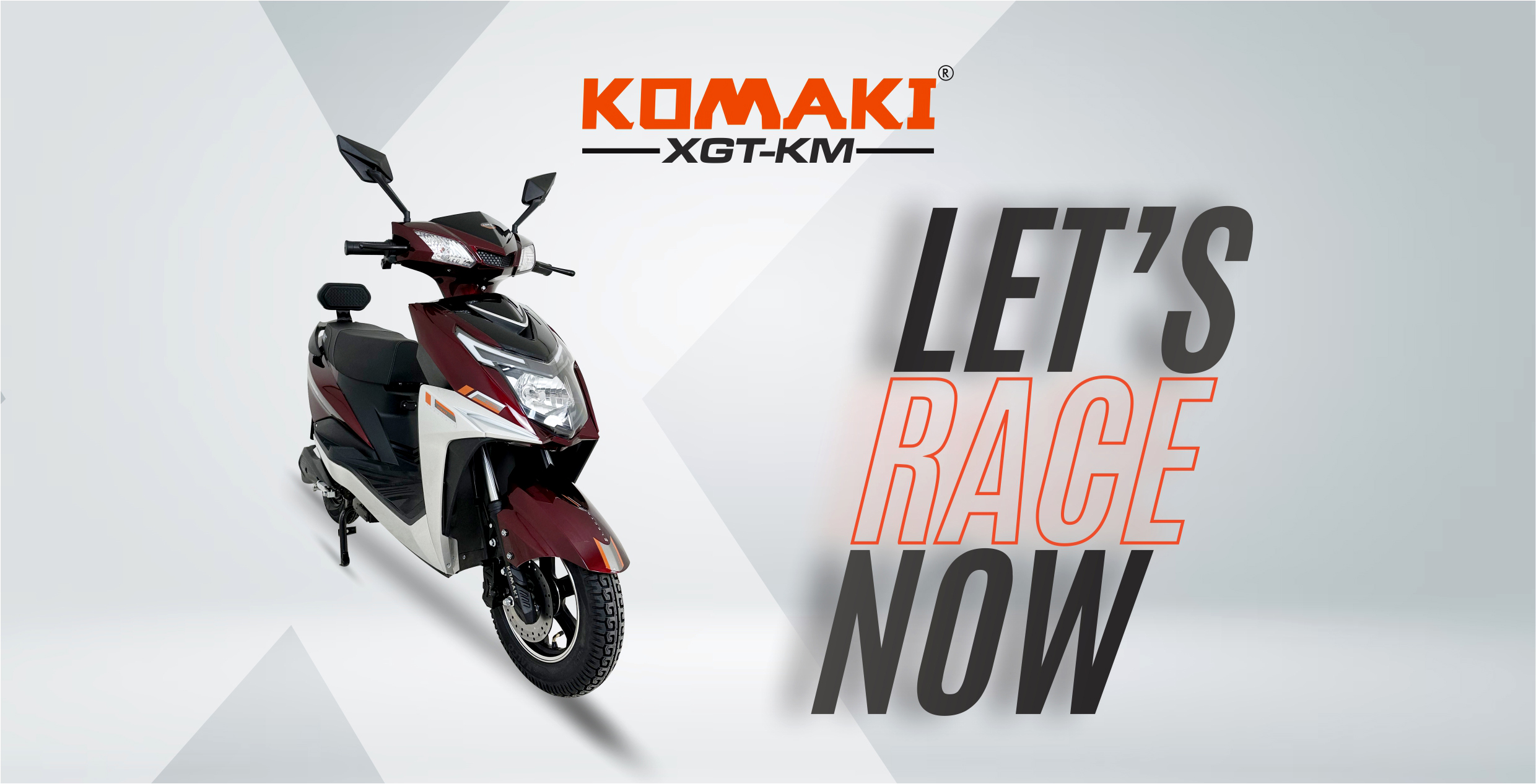 KOMAKI XGT-KM MAROON COLOURED E-SCOOTER IMAGE