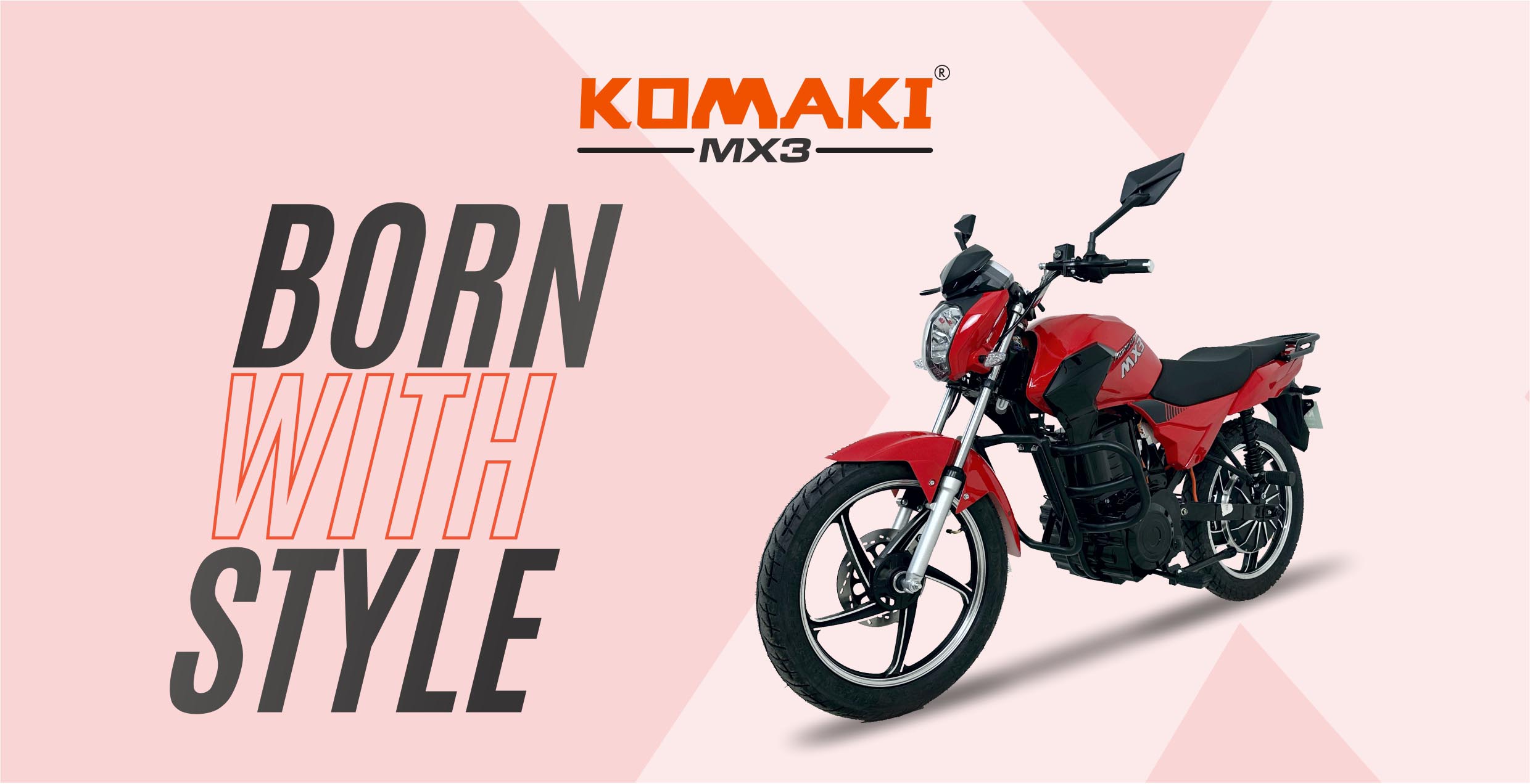 KOMAKI MX3 PURE RED COLOURED E-BIKE BANNER IMAGE