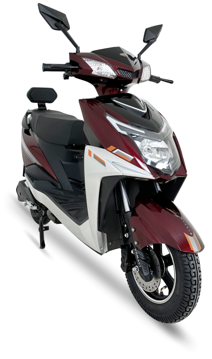 KOMAKI X-ONE MAROON COLOUR ELECTRIC BIKE IMAGE