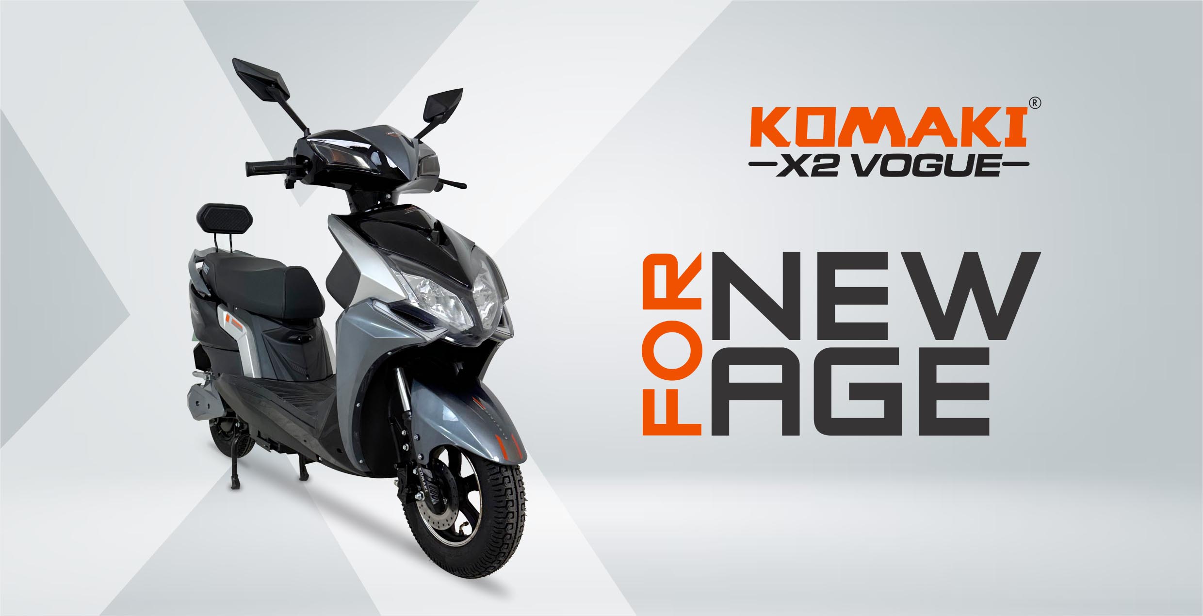 KOMAKI X2 BLACK & SILVER GREY COLOURED E-SCOOTER IMAGE